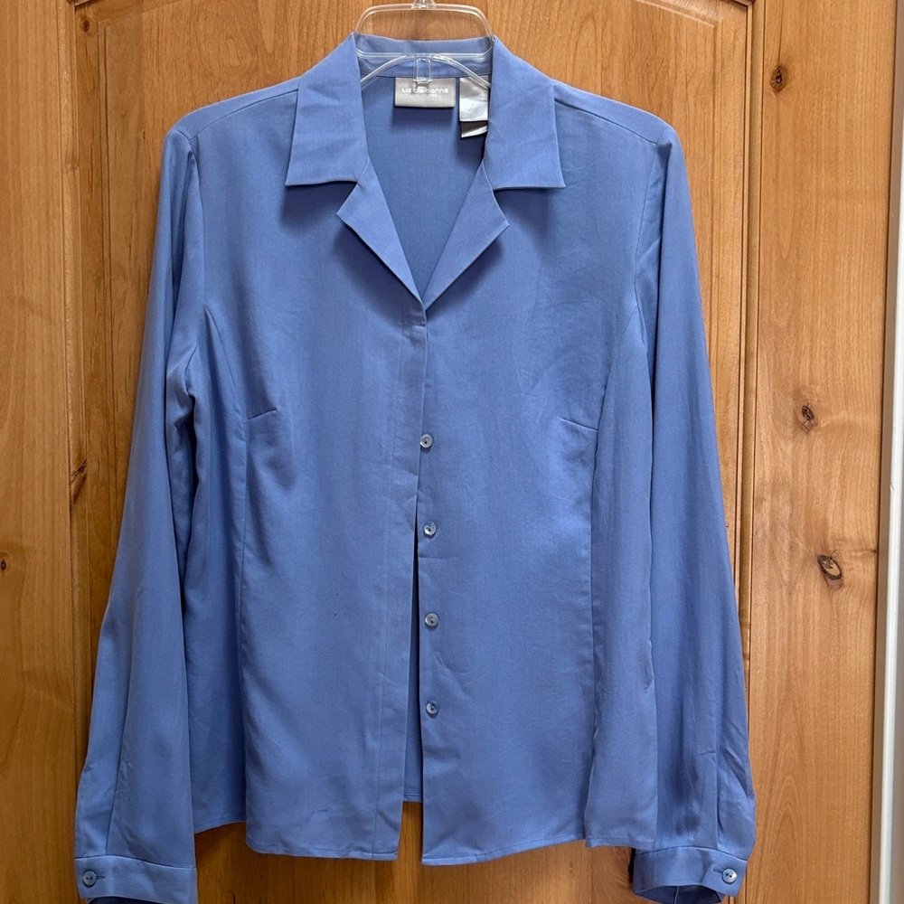 Liz Claiborne Blue Button-Up Blouse
